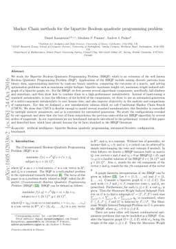 Markov Chain methods for the bipartite Boolean quadratic programming
  problem