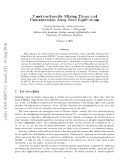 Function-Specific Mixing Times and Concentration Away from Equilibrium