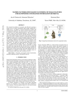 Matrix Factorization-Based Clustering Of Image Features For
  Bandwidth-Constrained Information Retrieval