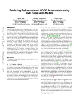 Predicting Performance on MOOC Assessments using Multi-Regression Models