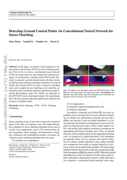 Detecting Ground Control Points via Convolutional Neural Network for
  Stereo Matching