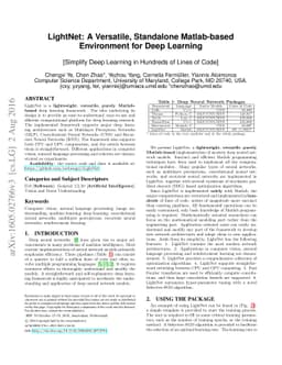 LightNet: A Versatile, Standalone Matlab-based Environment for Deep
  Learning