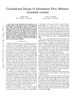 Calculational Design of Information Flow Monitors (extended version)