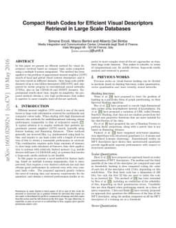 Compact Hash Codes for Efficient Visual Descriptors Retrieval in Large
  Scale Databases