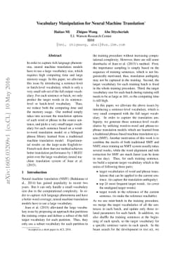 Vocabulary Manipulation for Neural Machine Translation