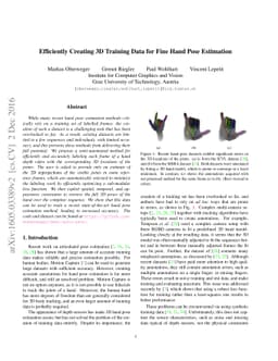Efficiently Creating 3D Training Data for Fine Hand Pose Estimation