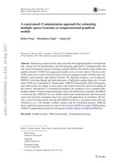 A constrained L1 minimization approach for estimating multiple Sparse
  Gaussian or Nonparanormal Graphical Models