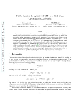 On the Iteration Complexity of Oblivious First-Order Optimization
  Algorithms