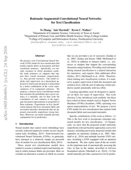 Rationale-Augmented Convolutional Neural Networks for Text
  Classification