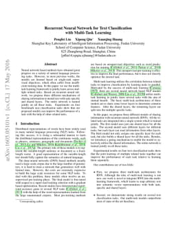 Recurrent Neural Network for Text Classification with Multi-Task
  Learning
