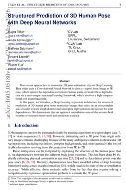 Structured Prediction of 3D Human Pose with Deep Neural Networks