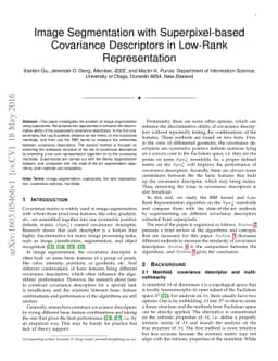 Image segmentation with superpixel-based covariance descriptors in
  low-rank representation