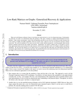 Low-Rank Matrices on Graphs: Generalized Recovery & Applications