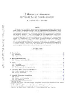 A Geometric Approach to Color Image Regularization