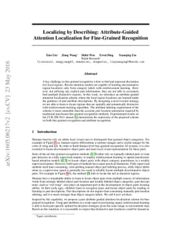 Localizing by Describing: Attribute-Guided Attention Localization for
  Fine-Grained Recognition