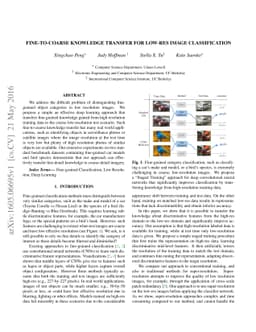 Fine-to-coarse Knowledge Transfer For Low-Res Image Classification