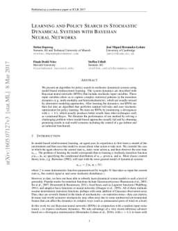 Learning and Policy Search in Stochastic Dynamical Systems with Bayesian
  Neural Networks