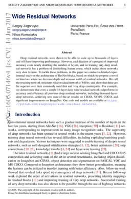 Wide Residual Networks