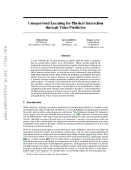 Unsupervised Learning for Physical Interaction through Video Prediction