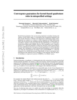 Convergence guarantees for kernel-based quadrature rules in misspecified
  settings
