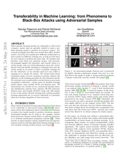 Transferability in Machine Learning: from Phenomena to Black-Box Attacks
  using Adversarial Samples