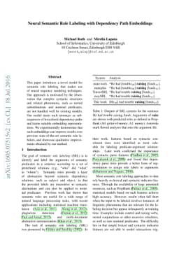 Neural Semantic Role Labeling with Dependency Path Embeddings