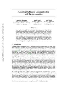 Learning Multiagent Communication with Backpropagation