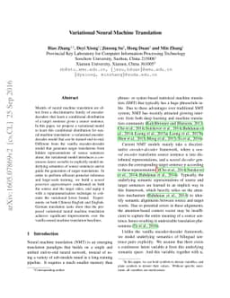 Variational Neural Machine Translation