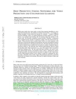 Deep Predictive Coding Networks for Video Prediction and Unsupervised
  Learning