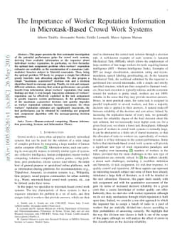 The Importance of Worker Reputation Information in Microtask-Based Crowd
  Work Systems