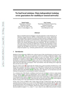 No bad local minima: Data independent training error guarantees for
  multilayer neural networks