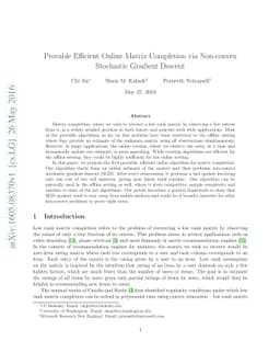 Provable Efficient Online Matrix Completion via Non-convex Stochastic
  Gradient Descent