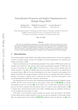 Generalization Properties and Implicit Regularization for Multiple
  Passes SGM
