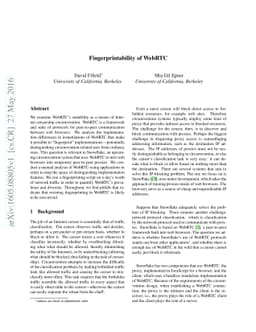 Fingerprintability of WebRTC