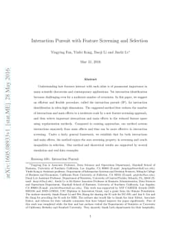 Interaction Pursuit with Feature Screening and Selection