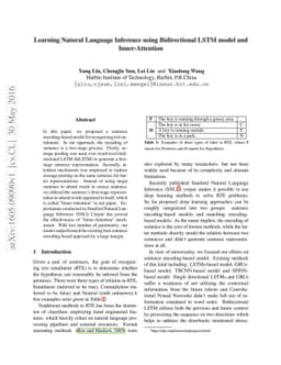 Learning Natural Language Inference using Bidirectional LSTM model and
  Inner-Attention