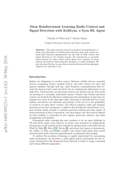 Deep Reinforcement Learning Radio Control and Signal Detection with
  KeRLym, a Gym RL Agent