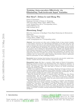 Training Auto-encoders Effectively via Eliminating Task-irrelevant Input
  Variables