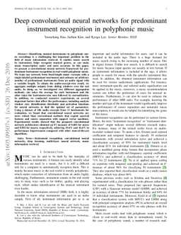 Deep convolutional neural networks for predominant instrument
  recognition in polyphonic music
