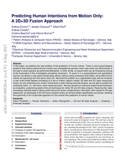 Predicting Human Intentions from Motion Only: A 2D+3D Fusion Approach