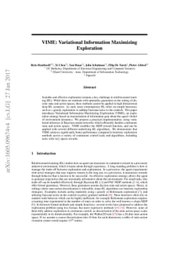VIME: Variational Information Maximizing Exploration
