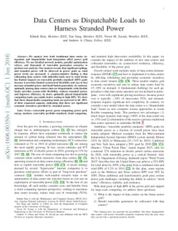 Data Centers as Dispatchable Loads to Harness Stranded Power
