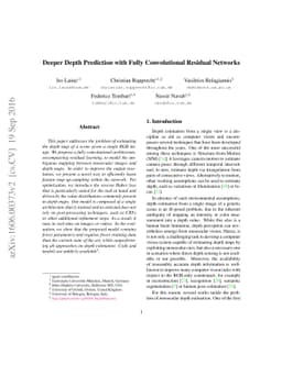 Deeper Depth Prediction with Fully Convolutional Residual Networks