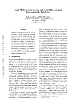 Single-Model Encoder-Decoder with Explicit Morphological Representation
  for Reinflection
