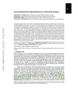 Learning Stylometric Representations for Authorship Analysis