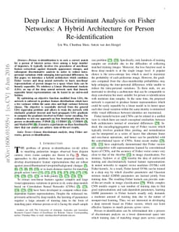 Deep Linear Discriminant Analysis on Fisher Networks: A Hybrid
  Architecture for Person Re-identification