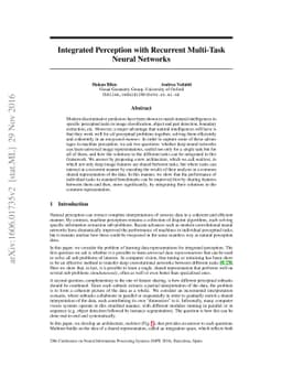 Integrated perception with recurrent multi-task neural networks