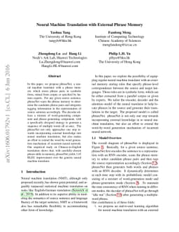 Neural Machine Translation with External Phrase Memory