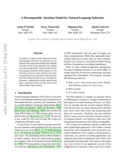 A Decomposable Attention Model for Natural Language Inference
