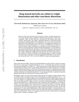 Deep neural networks are robust to weight binarization and other
  non-linear distortions